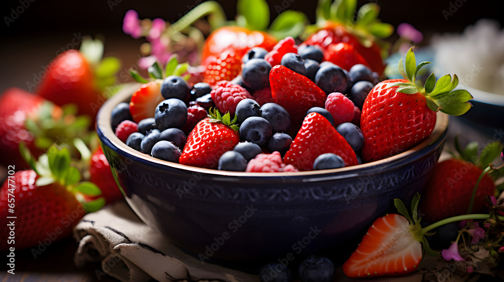 Strawberries and Blueberries in a Bowl Strawberries and Blueberries in a Bowl