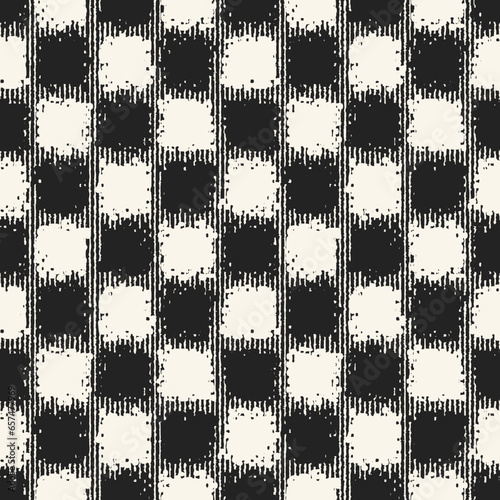 Monochrome Brushed Textured Chess Board Checked Pattern