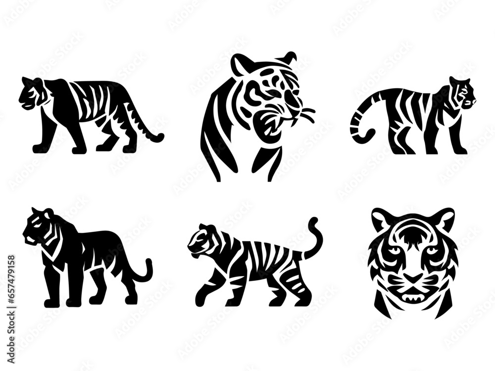 Obraz premium Tiger Icon vector silhouette