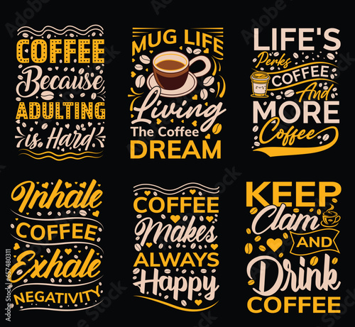 Coffee T-Shirt Design, Typography coffee mug and T-shirt Design
