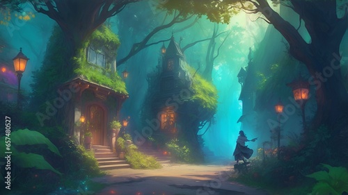A magical city in the forest 