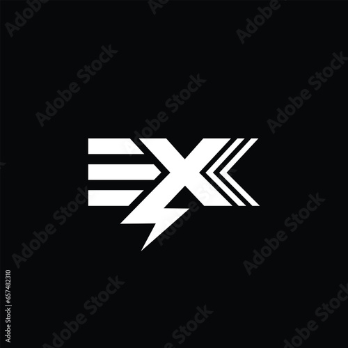 Monogram Letter EX Bolt Logo Design Vector