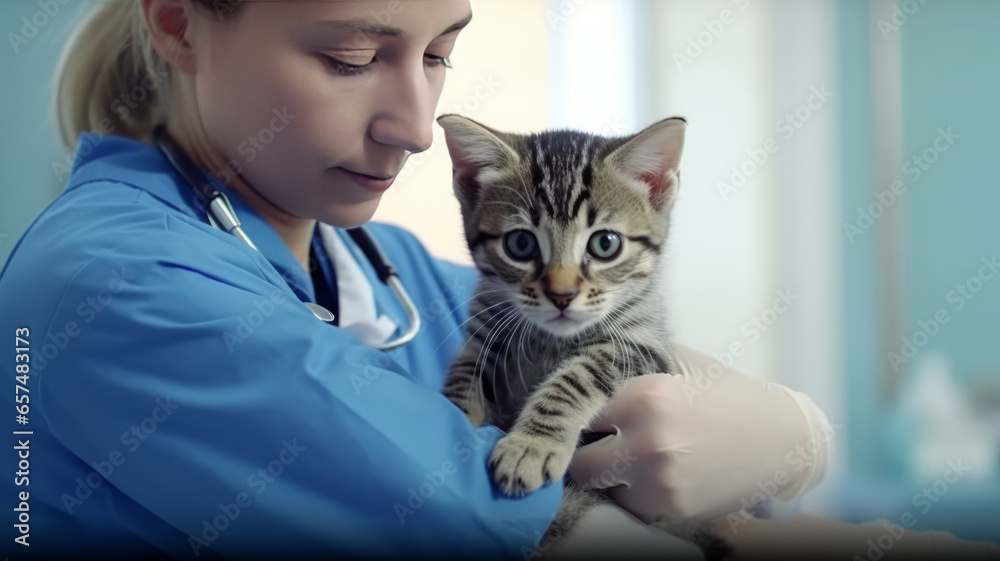 veterinarian examine cat during appointment in veterinary clinic. veterinarian examine cat during appointment in veterinary clinic.