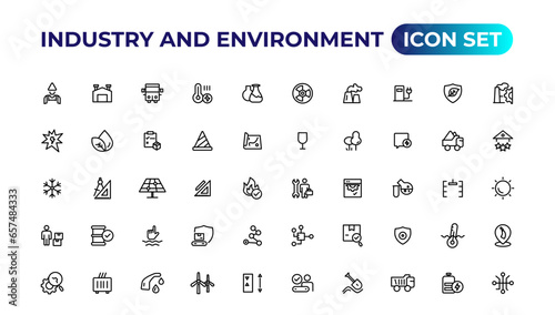 Set of outline icons related to green, renewable energy, alternative sources energy. Eco icon collection.Outline icon collection.