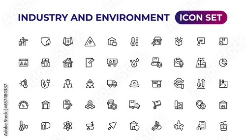 Set of outline icons related to green, renewable energy, alternative sources energy. Eco icon collection.Outline icon collection.