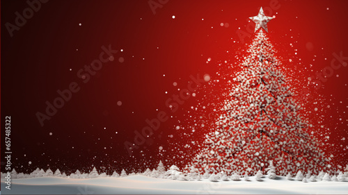 Christmas tree from white snowflakes on red background  © نيلو ڤر
