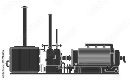 Plastic Pyrolysis - recycling system monochrome