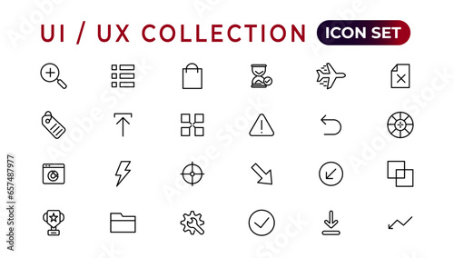 Mega set of ui ux icon set, user interface iconset collection.Set of thin line web icon set, simple outline icons collection, Pixel Perfect icons, Simple vector illustration.