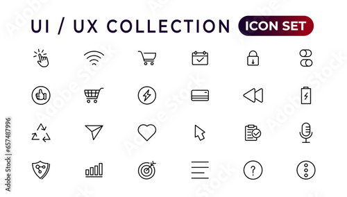 Mega set of ui ux icon set, user interface iconset collection.Set of thin line web icon set, simple outline icons collection, Pixel Perfect icons, Simple vector illustration.