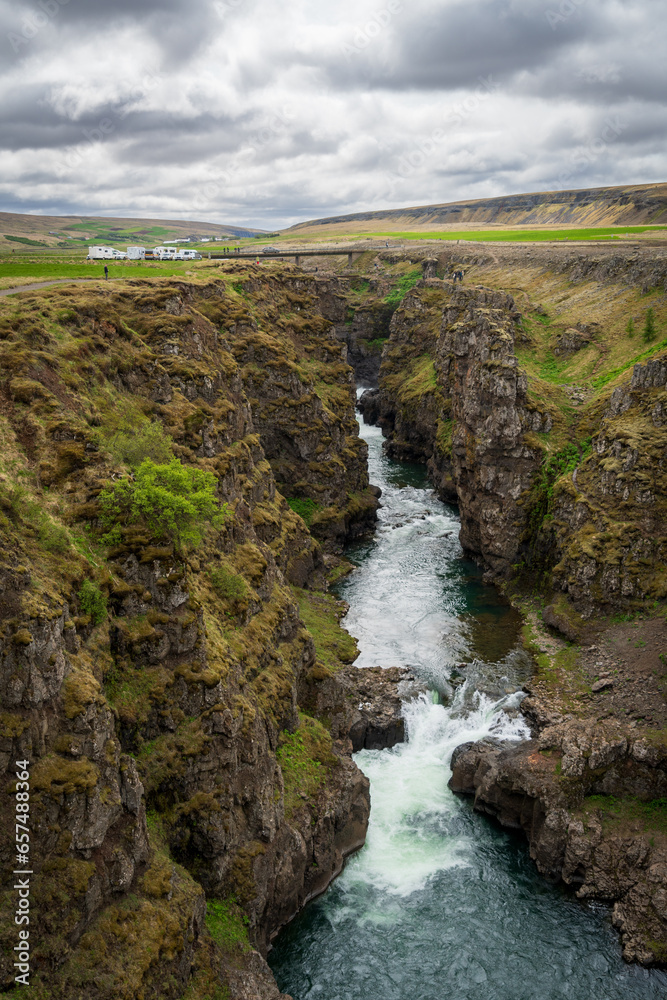 Obraz premium Kolugljúfur Canyon and Waterfall in Víðidalstunga, Iceland