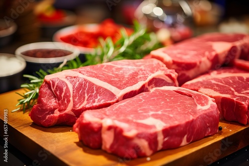 Close-up of meat in a supermarket, Generative AI