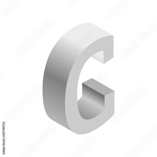 3D grey isometric letter g, PNG with transparent background