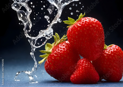 Strawberry in water splash