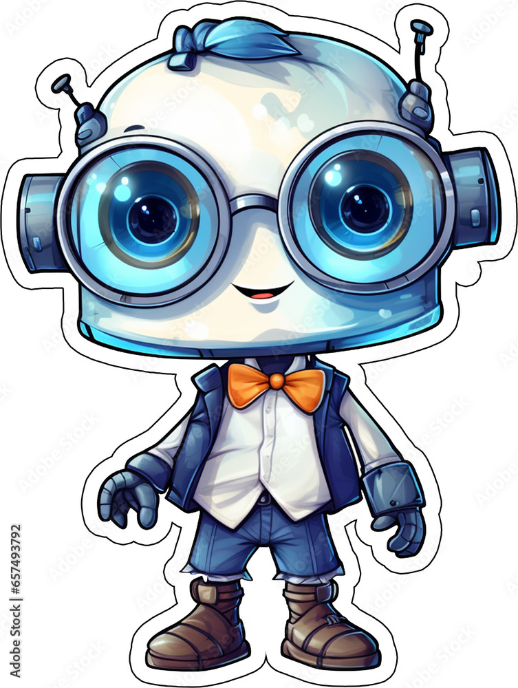 Boy Robot Sticker with cut lines Boy Robot Sticker with cut lines