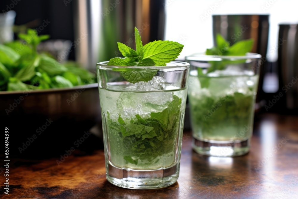 muddling mint for a spearmint cocktail muddling mint for a spearmint cocktail