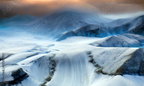 winter mountain landscape with snow