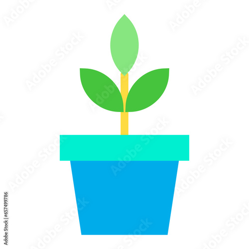 Flat Pot Plant icon