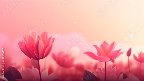 Beautiful pink flower with blurred background using as cover page natural flora wallpaper or template brochure landing page design. Copy space layout design.