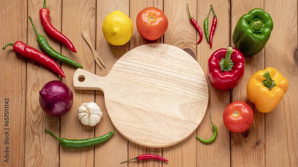 charming stop motion animation of vegetables and a cutting board