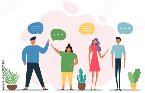 people, chat, talk, dialogue, bubble, illustration, vector, speech, flat, business, dialog, person, group, network, character, phone, design, teamwork, man, speak, language, set, social, english, back