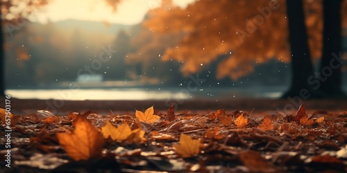 autumn fall leaves background cinematic photo