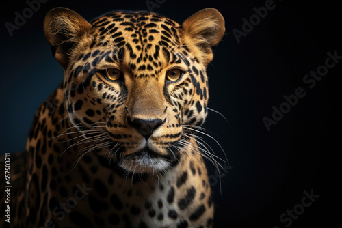 Portrait of a leopard on a dark background  predator mammal