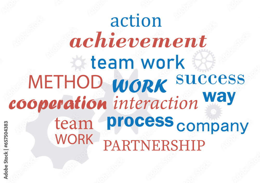 word cloud. Teamwork and process. Vector illustration