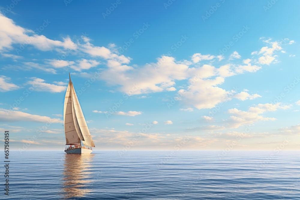 a yacht sailing alone on a sunny ocean