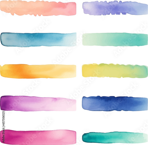 Multi-colored watercolors on a white background