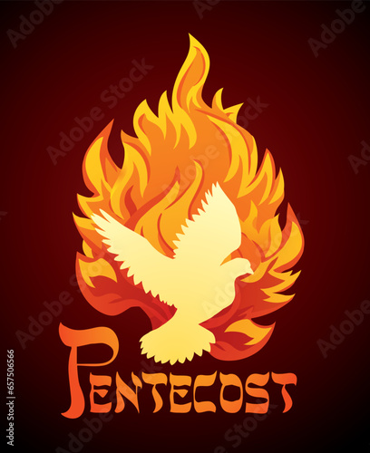 Pentecost sunday. Baptism with the Holy Spirit. Vector drawing icon