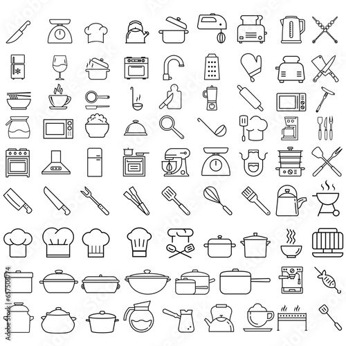 Kitchen icon vector set. cooking illustration sign collection. Cook symbol or logo.
