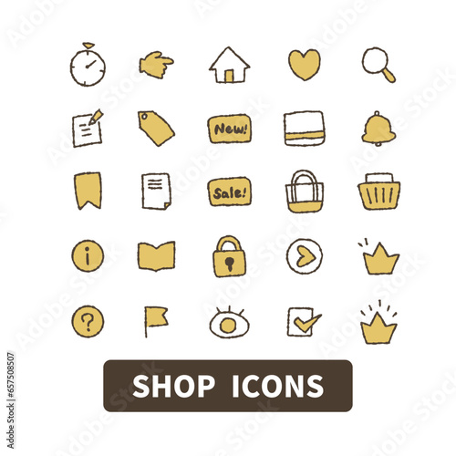 シンプルな手書き風ネットショップアイコンセット