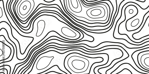  Topographic Line Background. Black and White Pattern