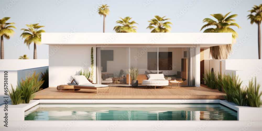 Fototapeta premium mockup,minimal modern. mini pool villa