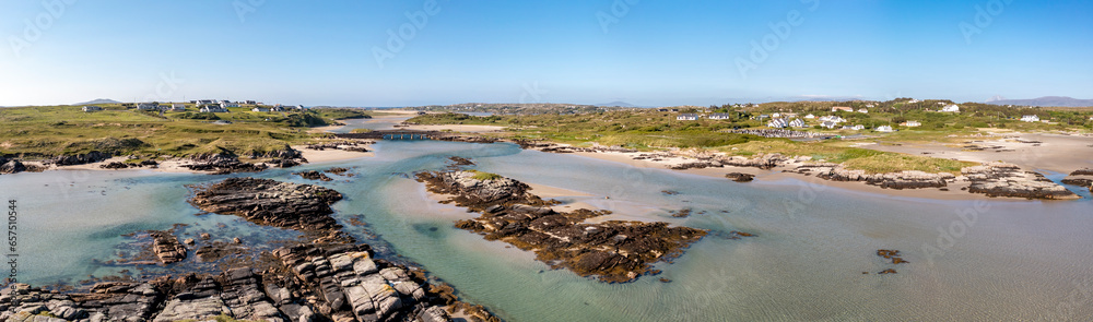 Aerial view of the bridge over the Atlantic to Cruit Island, County Donegal, Ireland
