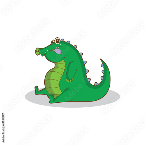 a hungry lazy crocodile is sitting photo