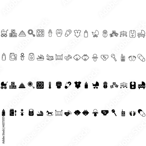 Children toys icon vector set. Children illustration sign collection. Toys symbol or logo.