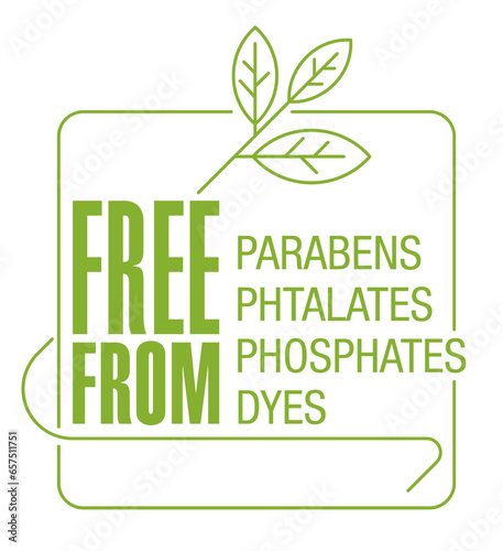 Free from parabens, dyes and other - square emblem