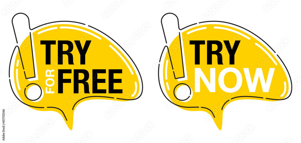 Try For Free, Try Now yellow badges