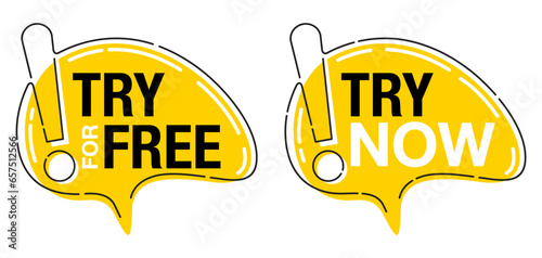 Try For Free, Try Now yellow badges