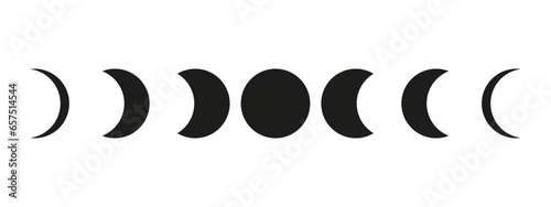 Flat icon set of Moon Phases isolated on white background