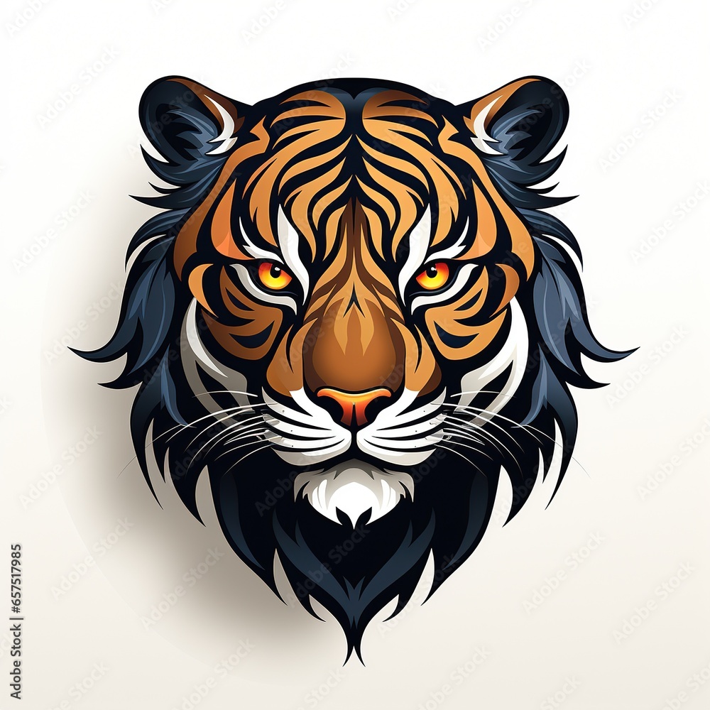 tattoo logo with tiger face on a white isolated background