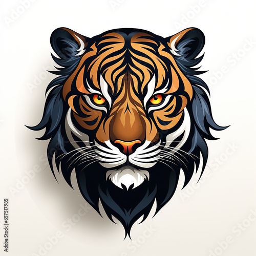 tattoo logo with tiger face on a white isolated background