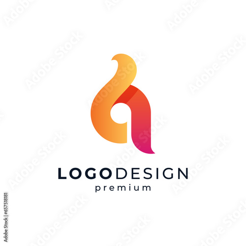 abstract bird and fire for business and finance logo design