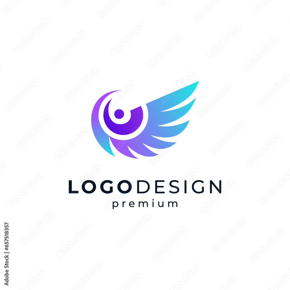 people with wing for childcare or education logo design people with wing for childcare or education logo design