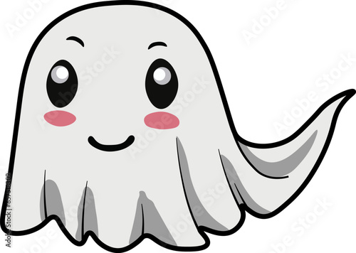 Little ghost in white robbery with cute face