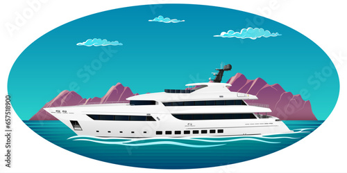 White luxury yacht in the open sea