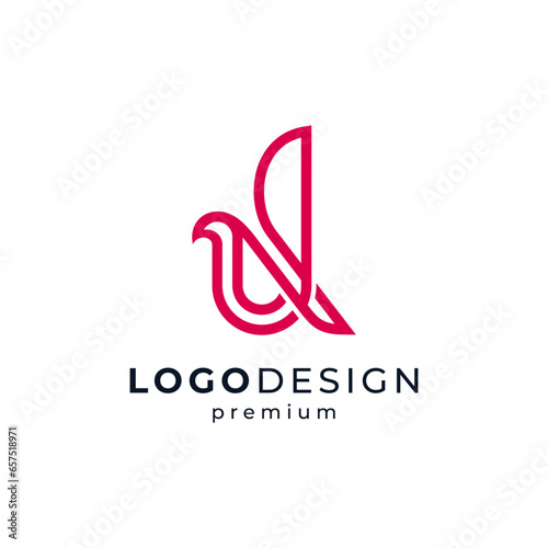 simple and modern bird with line art style logo design
