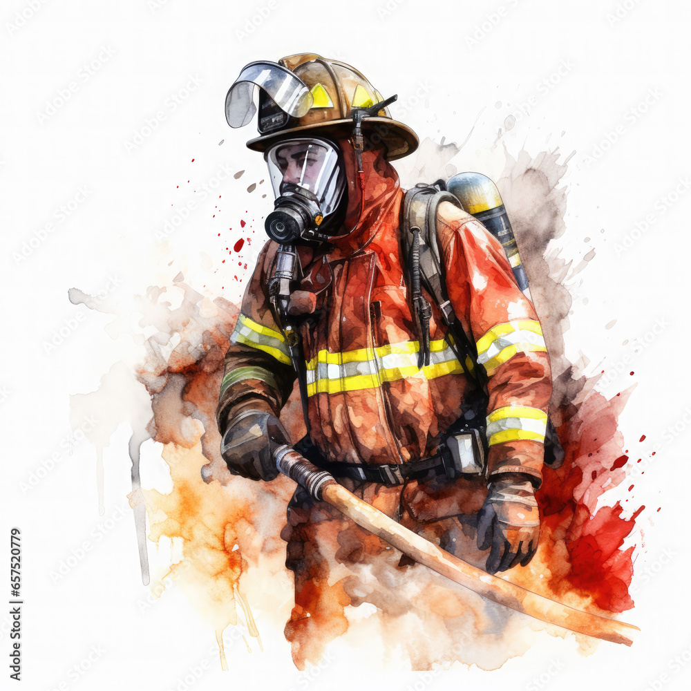 Obraz premium Firefighter Illustration, Generative Ai