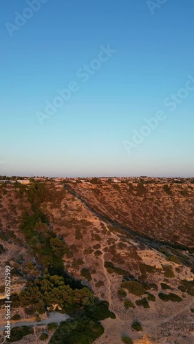 Aerial view of a flat rocky mountain 